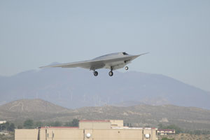 Picture of X-45 in flight.