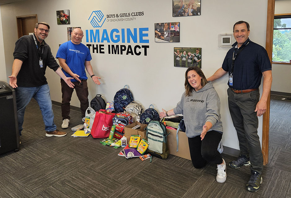 In Washington, Boeing employee volunteers dropped off backpacks full of school supplies in support of the Boys and Girls Clubs of Snohomish County.  “Thanks to Boeing and Boeing employees, we distributed critical school supplies and backpacks to help students prepare for a successful start to the school year,” shared Robert Cannon, Boys and Girls Clubs of Snohomish County vice president of Resource Development. “And the support doesn’t stop there—through Liftoff for Learning, our Clubs will also be stocked with much-needed supplies during our homework help program, Power Hour.”