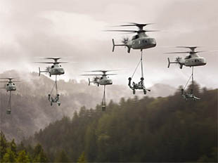 Helicopters transporting weapons