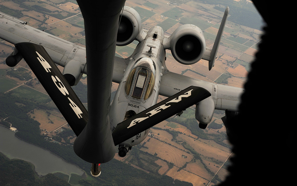 A-10 Thunderbolt II during aerial refueling